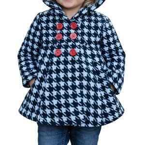 Kidgets girl’s fleece houndstooth hooded jacket size 18M